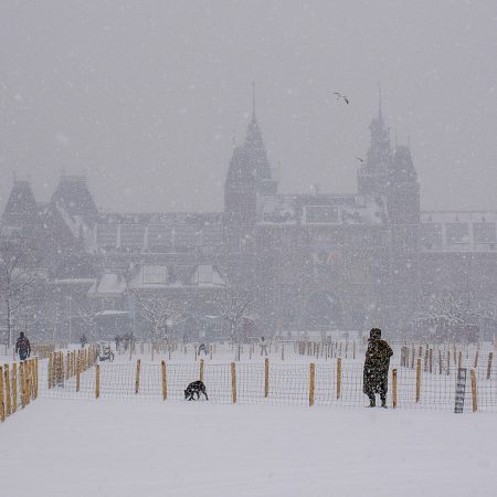 Amsterdam, Museumplein, Rijksmuseum, snow