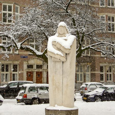 Amsterdam, Descartes, Museumplein, sneeuw.
